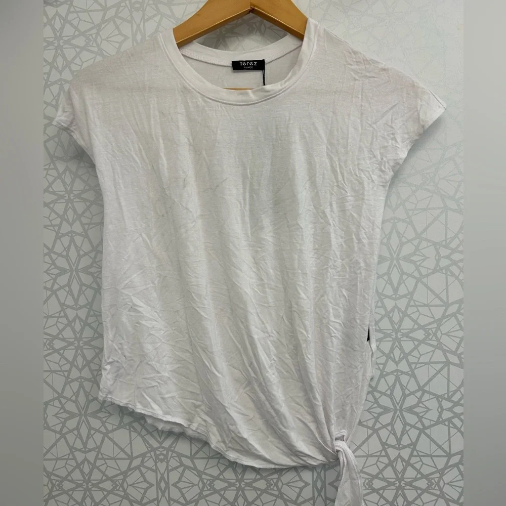 2 new white Terez tops with some light flaws. Girls size XL tie & cross fronts